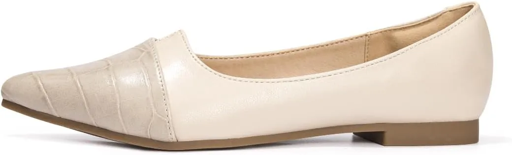 FUNKYMONKEY Black Flats Shoes for Women, Comfort Pointed Toe Slip On Work Shoes