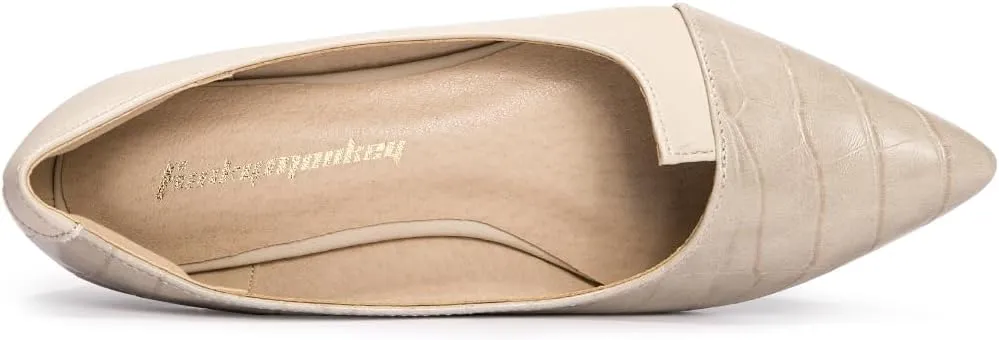 FUNKYMONKEY Black Flats Shoes for Women, Comfort Pointed Toe Slip On Work Shoes