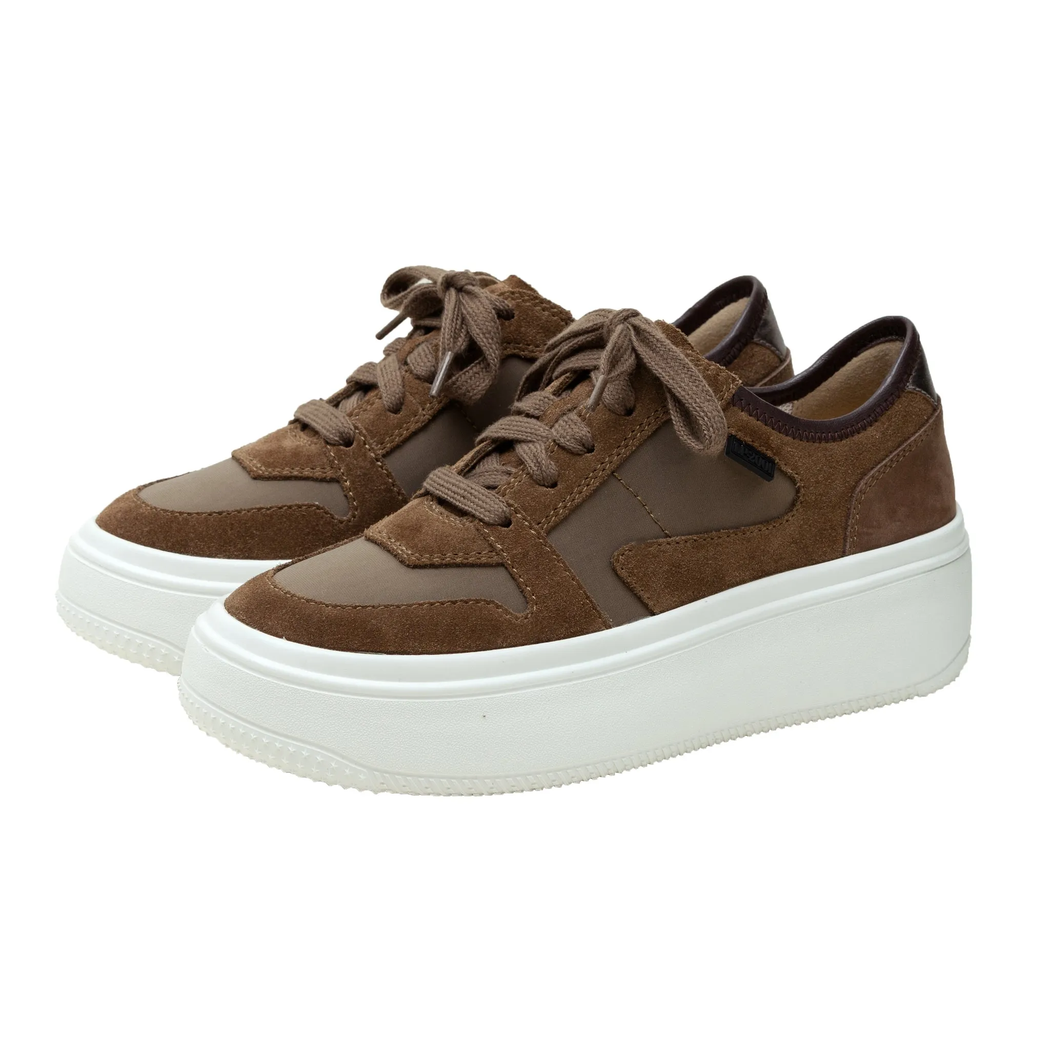 GAINS | Lace-up Leather Platform Sneakers
