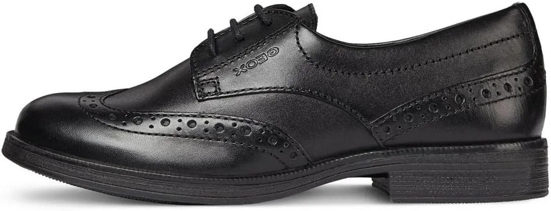 Geox Girls Derby Brogues, Black, 5 Toddler