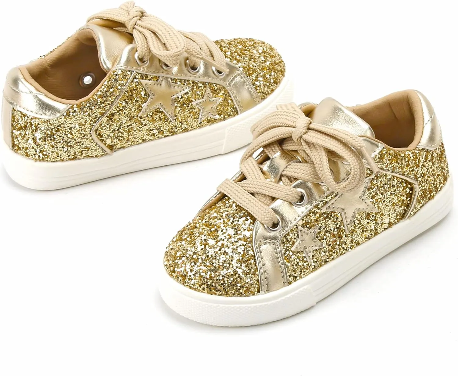 GINFIVE Toddler Girls Sneakers Little Girls Slip On Shoes Glitter Sneakers Todder