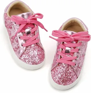 GINFIVE Toddler Girls Sneakers Little Girls Slip On Shoes Glitter Sneakers Todder