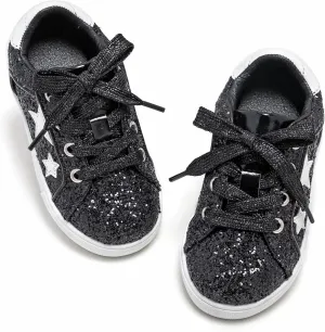 GINFIVE Toddler Girls Sneakers Little Girls Slip On Shoes Glitter Sneakers Todder