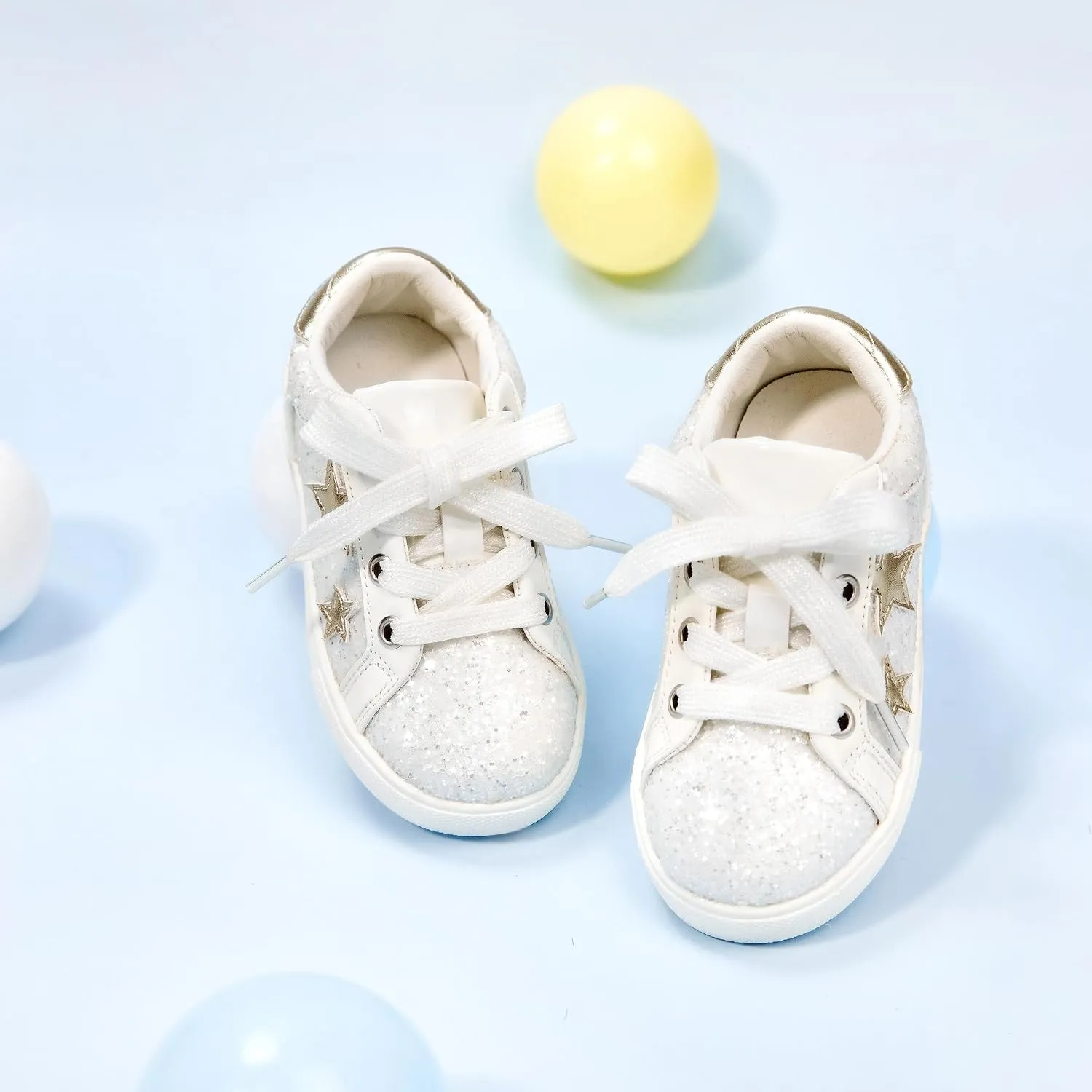 GINFIVE Toddler Girls Sneakers Little Girls Slip On Shoes Glitter Sneakers Todder