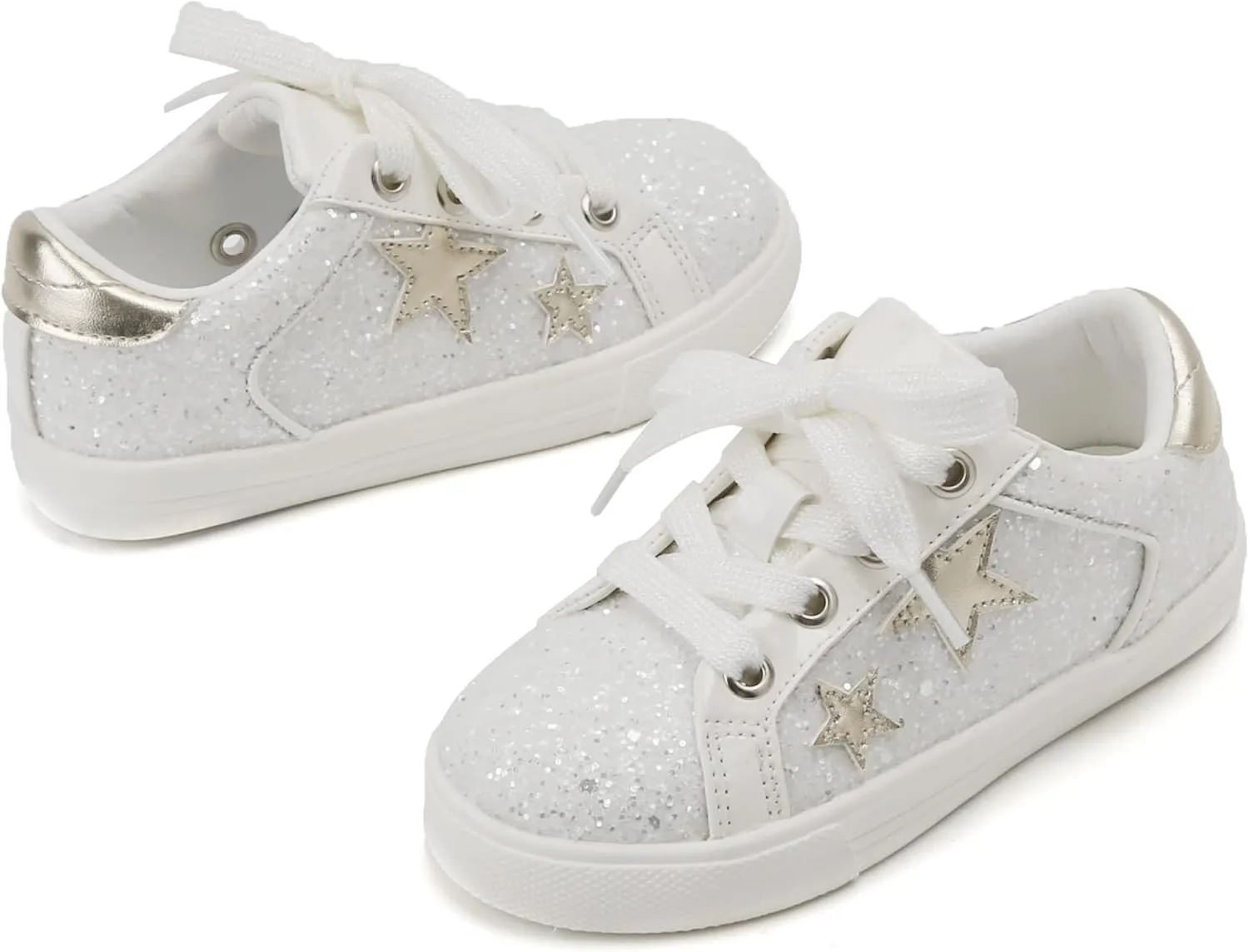 GINFIVE Toddler Girls Sneakers Little Girls Slip On Shoes Glitter Sneakers Todder