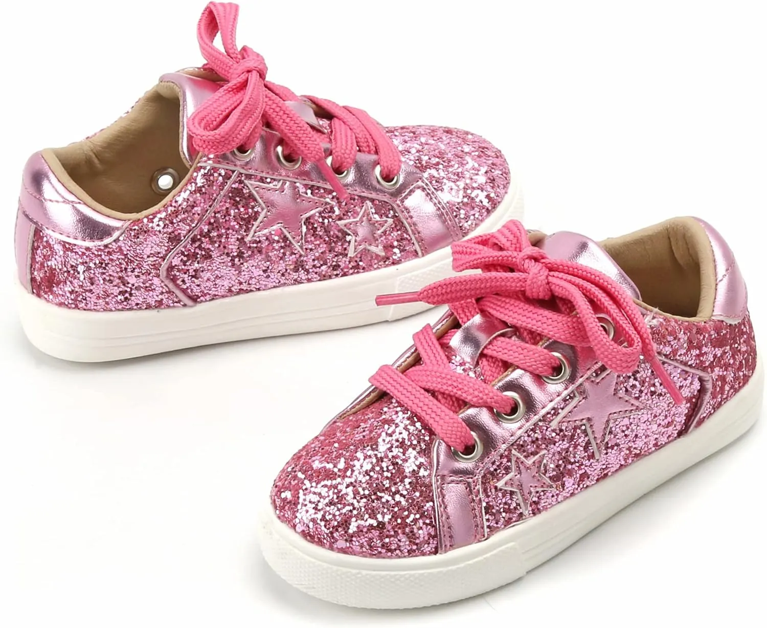 GINFIVE Toddler Girls Sneakers Little Girls Slip On Shoes Glitter Sneakers Todder