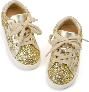 GINFIVE Toddler Girls Sneakers Little Girls Slip On Shoes Glitter Sneakers Todder