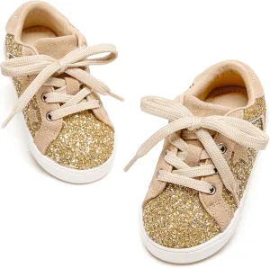 GINFIVE Toddler Girls Sneakers Little Girls Slip On Shoes Glitter Sneakers Todder