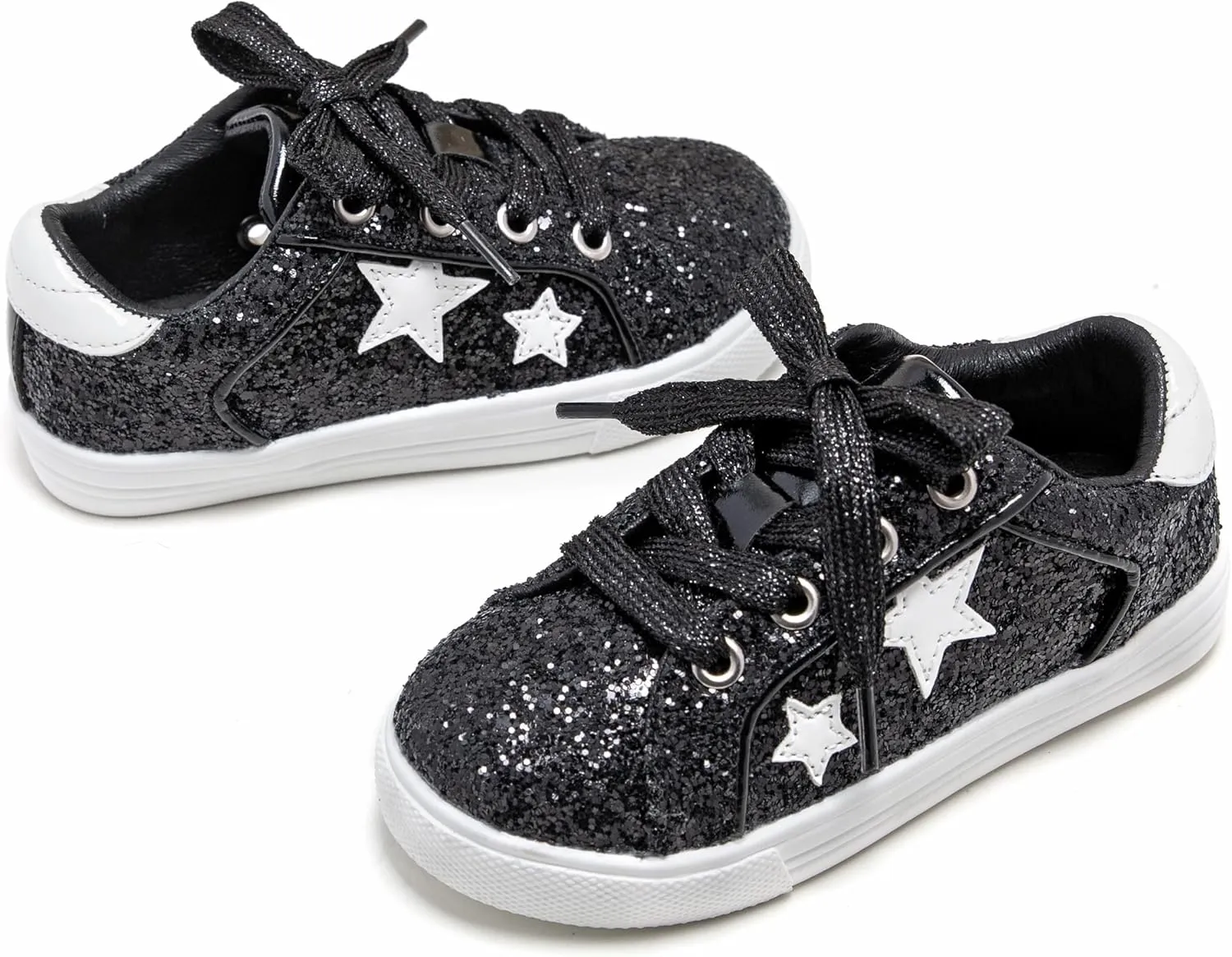 GINFIVE Toddler Girls Sneakers Little Girls Slip On Shoes Glitter Sneakers Todder