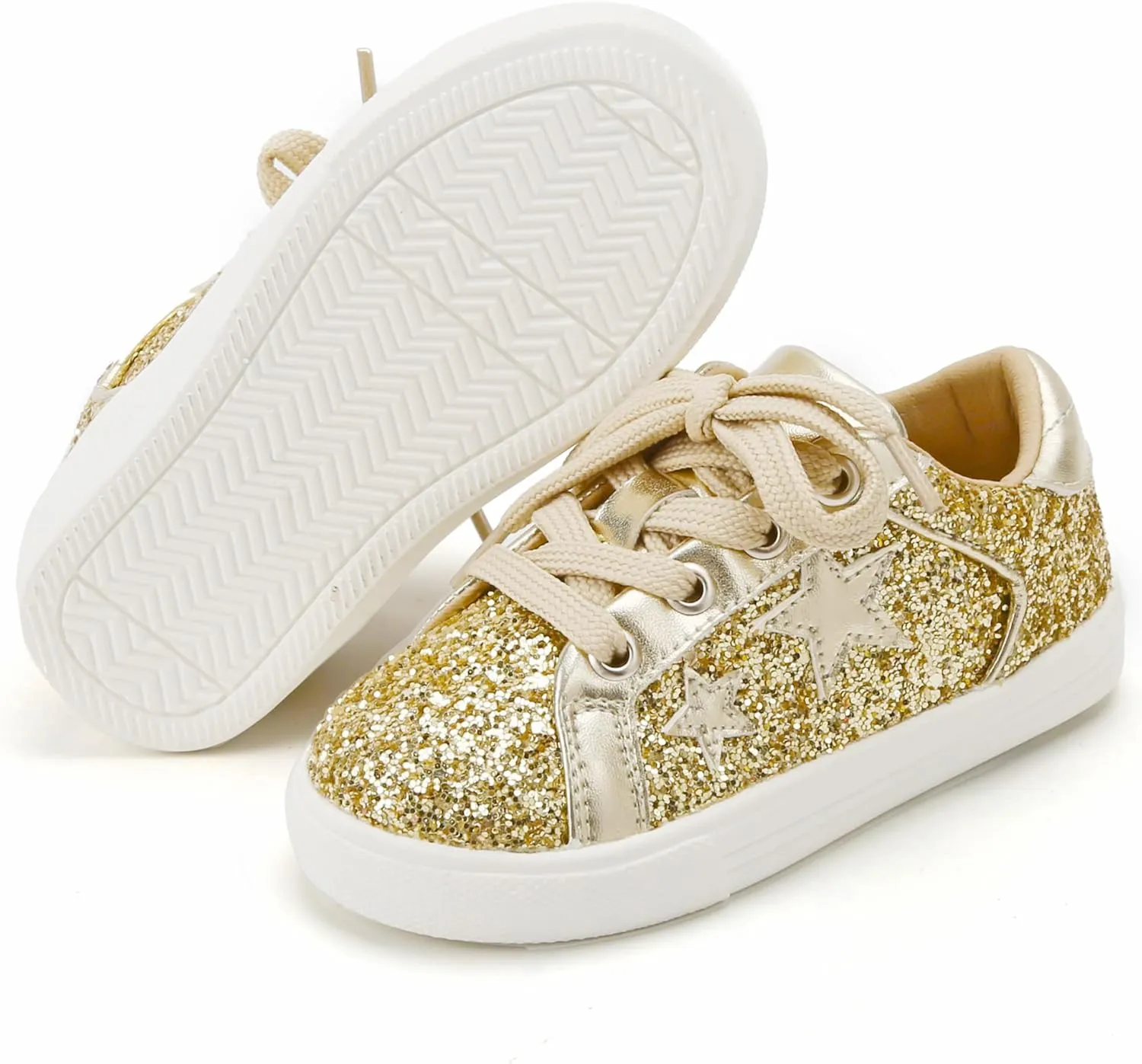 GINFIVE Toddler Girls Sneakers Little Girls Slip On Shoes Glitter Sneakers Todder