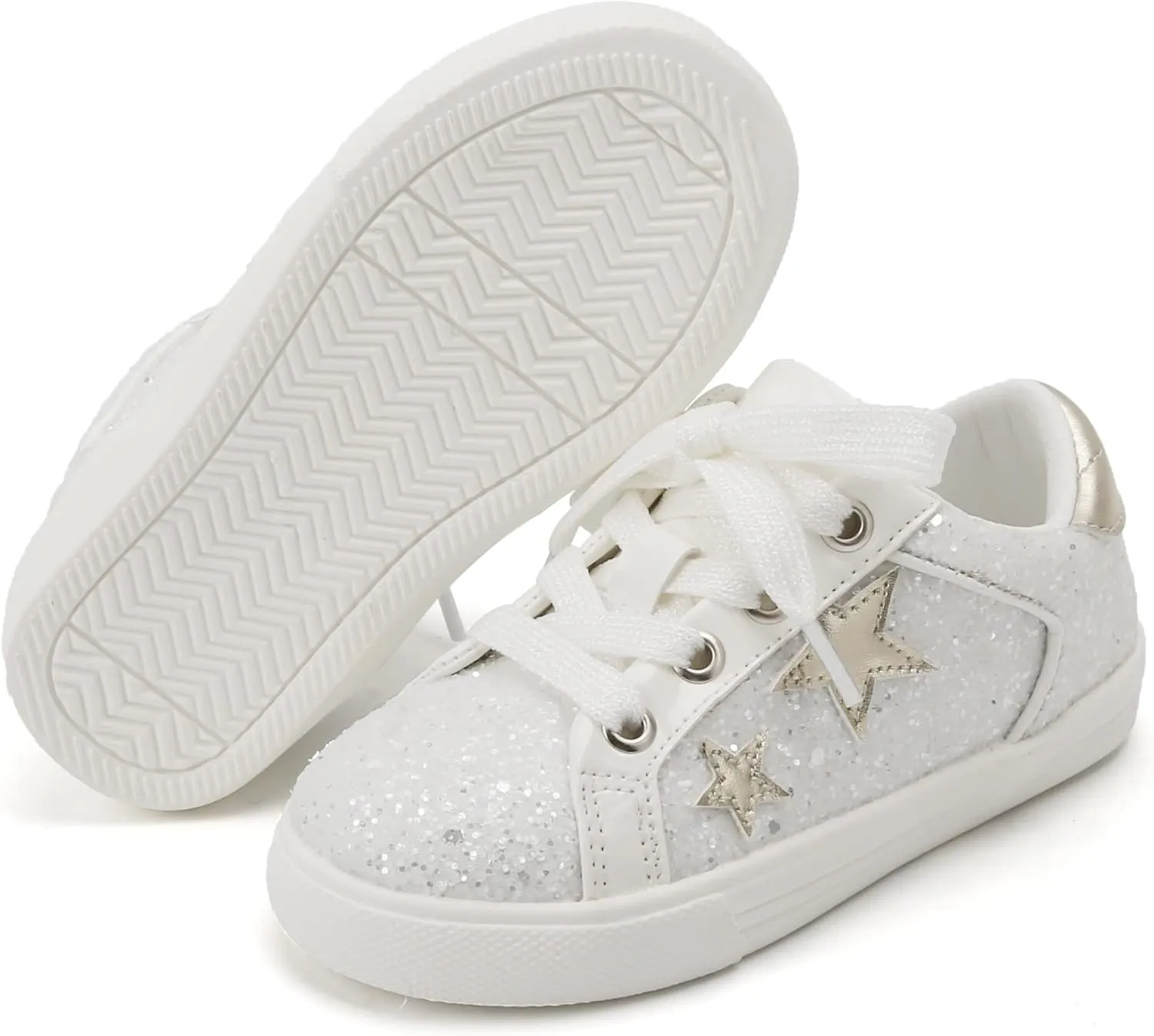 GINFIVE Toddler Girls Sneakers Little Girls Slip On Shoes Glitter Sneakers Todder