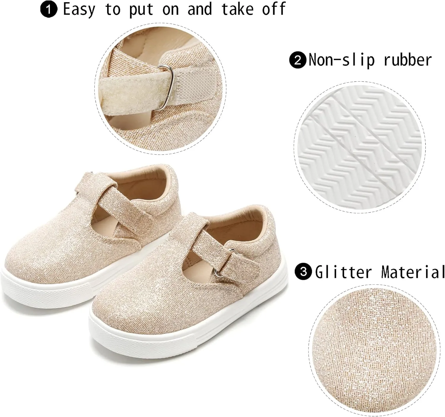 GINFIVE Toddler Girls Sneakers Little Girls Slip On Shoes Glitter Sneakers Todder