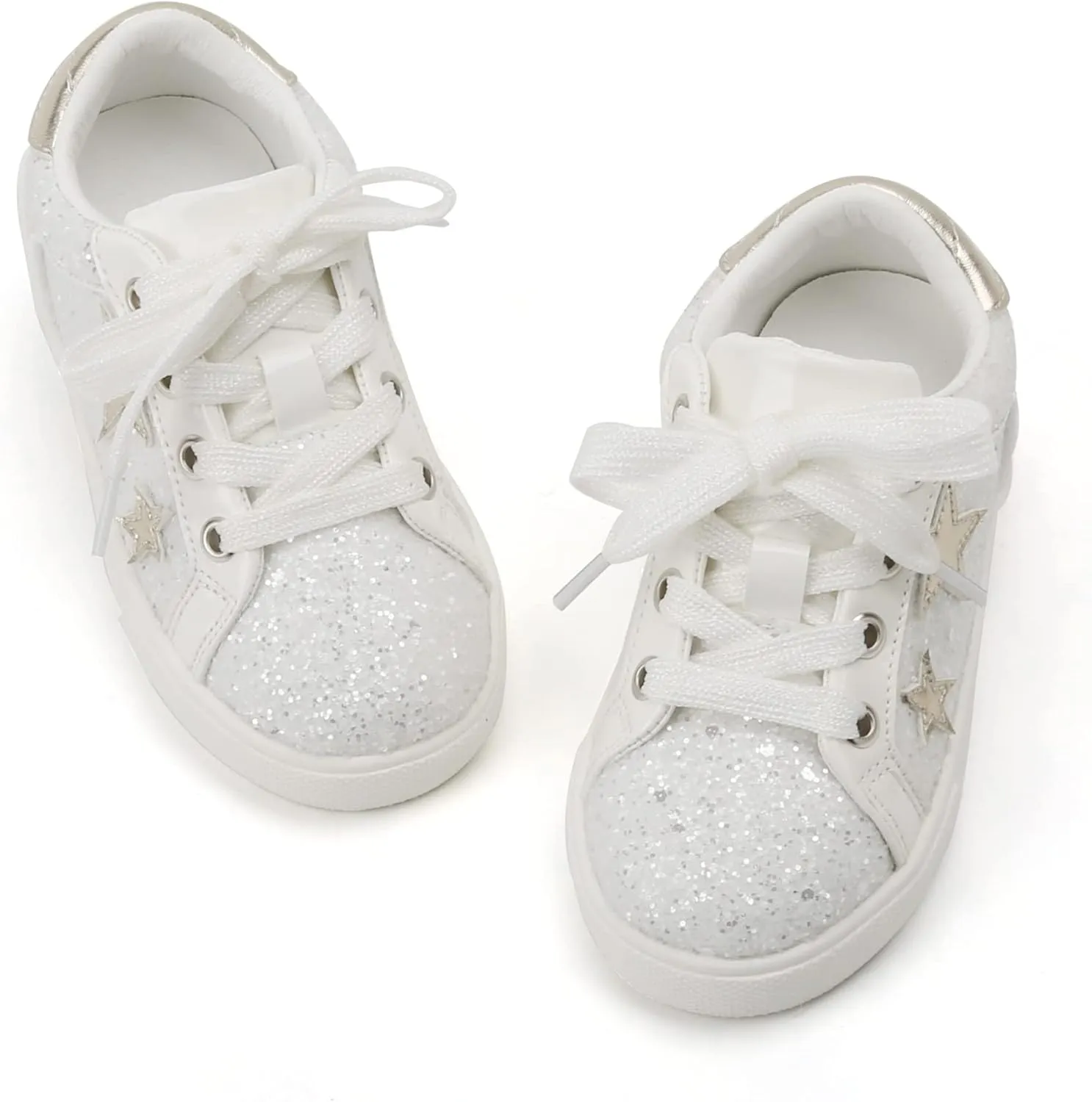 GINFIVE Toddler Girls Sneakers Little Girls Slip On Shoes Glitter Sneakers Todder
