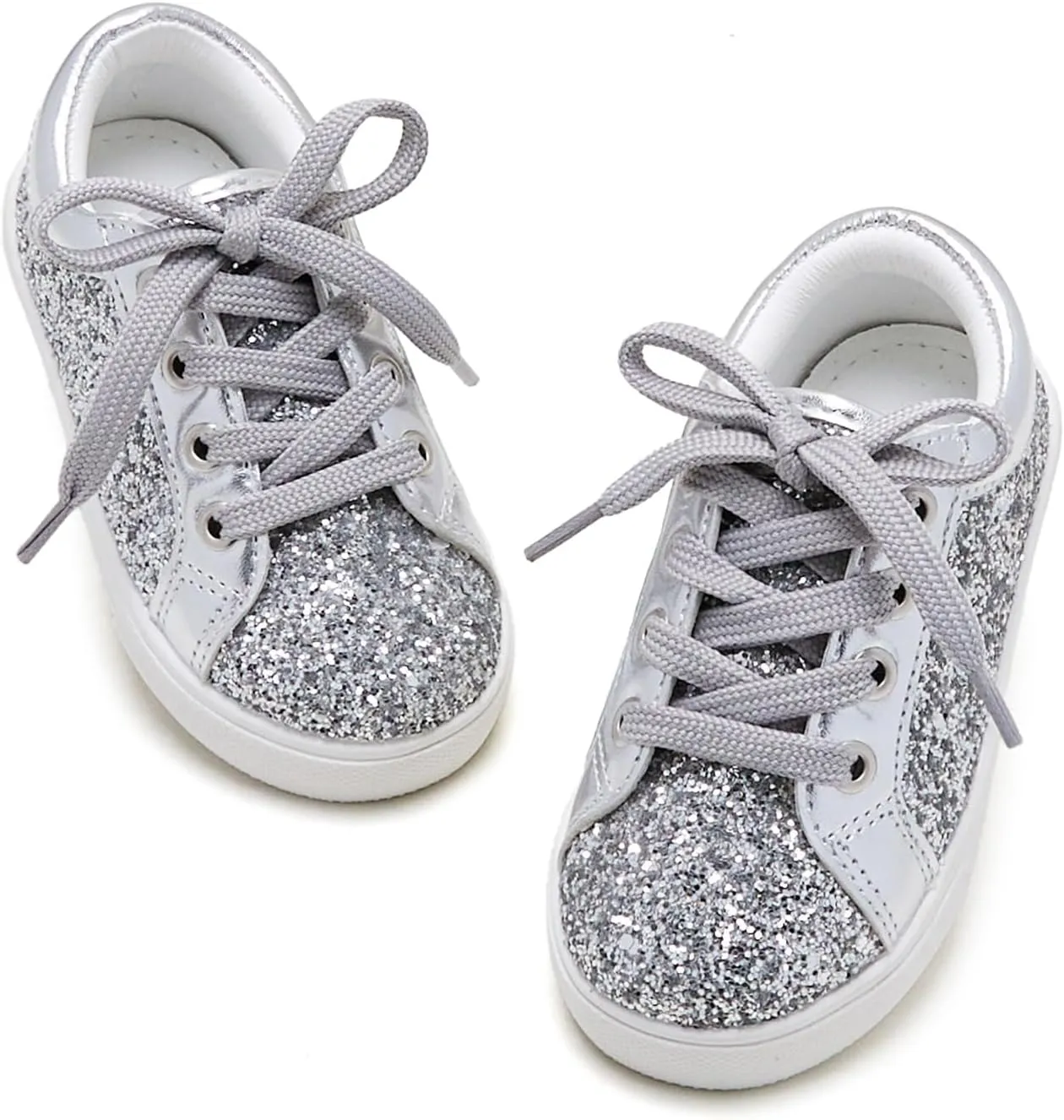 GINFIVE Toddler Girls Sneakers Little Girls Slip On Shoes Glitter Sneakers Toddler