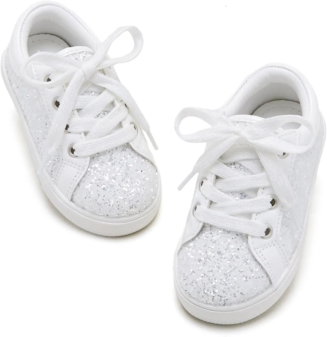 GINFIVE Toddler Girls Sneakers Little Girls Slip On Shoes Glitter Sneakers Toddler