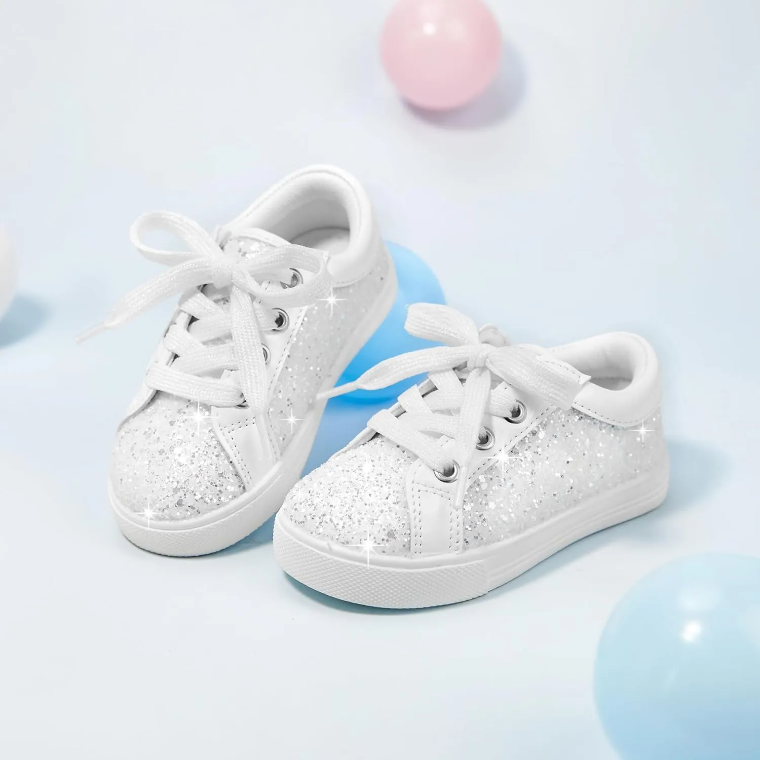 GINFIVE Toddler Girls Sneakers Little Girls Slip On Shoes Glitter Sneakers Toddler