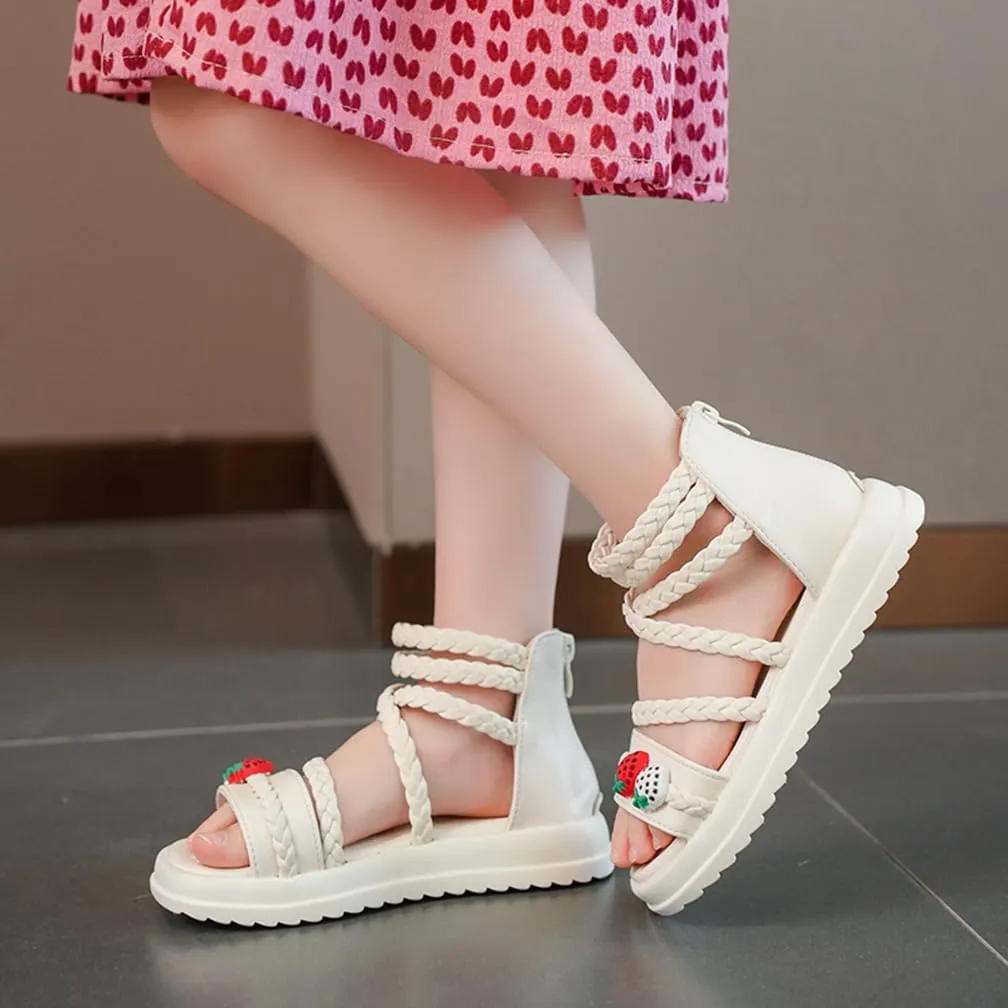 Girls Sandals Wedge Flatform Open Toe Gladiator Strappy Flat Sandals Platform Low Heels Sandals Summer Shoes with Zipper for Toddler/Little Kid/Big Kid