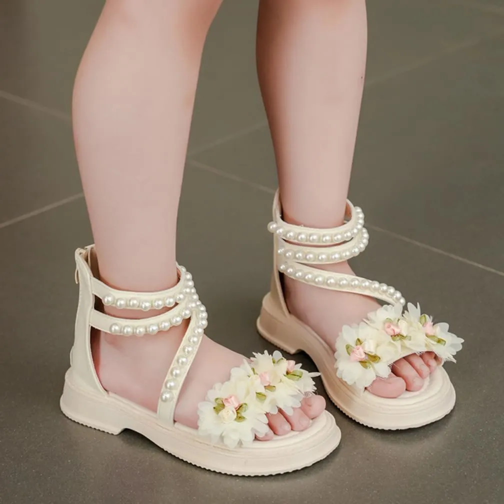 Girls Sandals Wedge Flatform Open Toe Gladiator Strappy Flat Sandals Platform Low Heels Sandals Summer Shoes with Zipper for Toddler/Little Kid/Big Kid