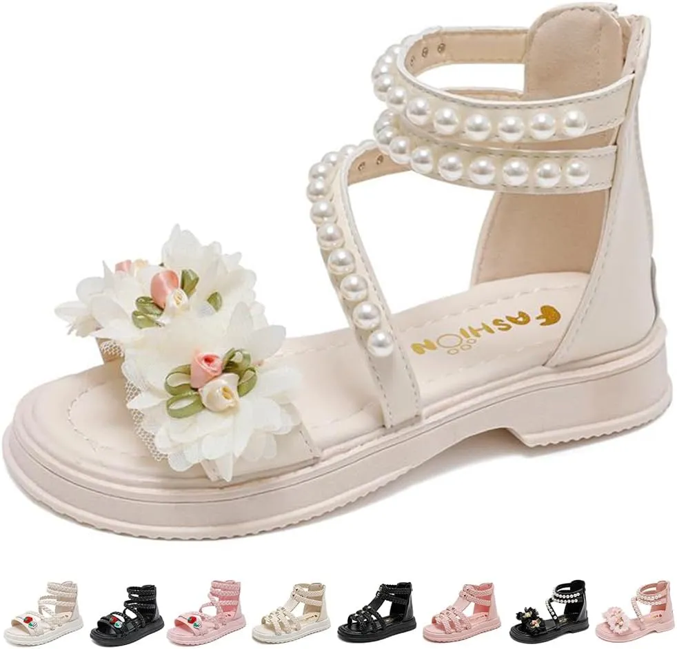 Girls Sandals Wedge Flatform Open Toe Gladiator Strappy Flat Sandals Platform Low Heels Sandals Summer Shoes with Zipper for Toddler/Little Kid/Big Kid