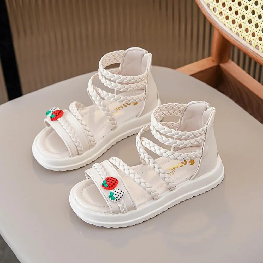 Girls Sandals Wedge Flatform Open Toe Gladiator Strappy Flat Sandals Platform Low Heels Sandals Summer Shoes with Zipper for Toddler/Little Kid/Big Kid