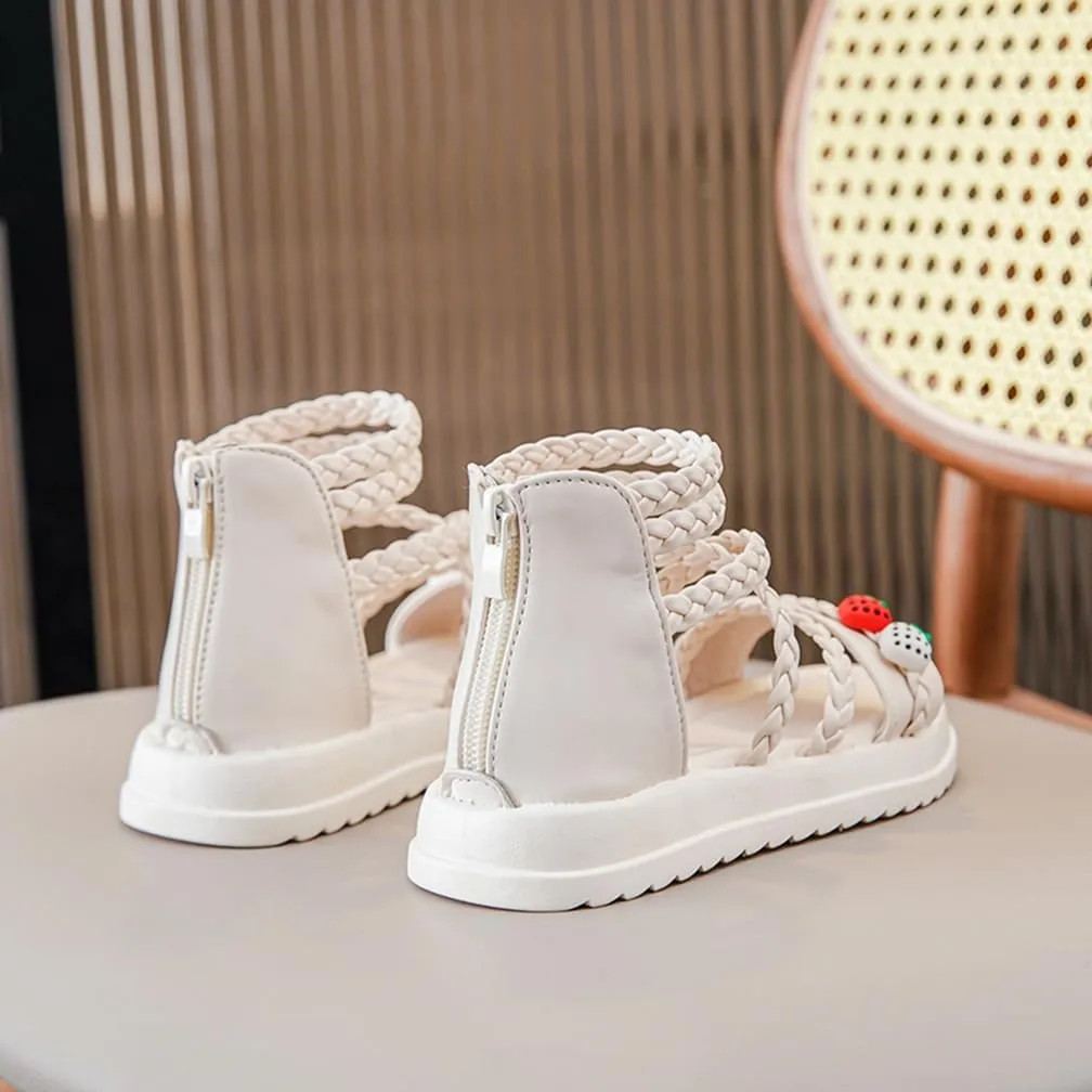 Girls Sandals Wedge Flatform Open Toe Gladiator Strappy Flat Sandals Platform Low Heels Sandals Summer Shoes with Zipper for Toddler/Little Kid/Big Kid