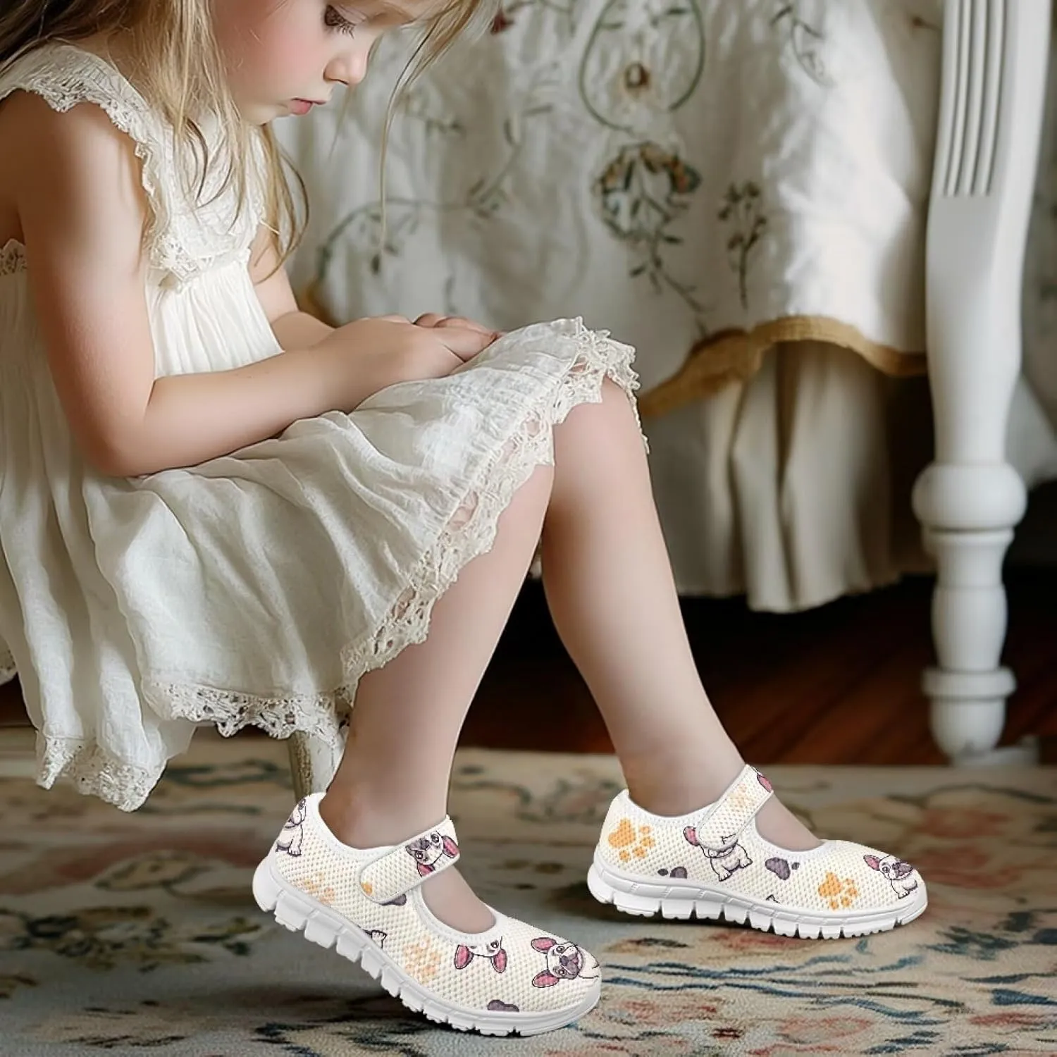 Girls Single Buckle Shoes,Kids Slip On Indoor Outdoor Shoes,Cartoon Mary Jane Flats Shoes for Girls Party