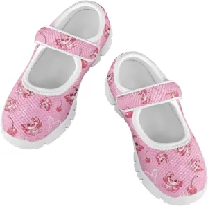 Girls Single Buckle Sneaker,Mary Jane Flats Shoes for Kids,Lightweight Walking Sneaker with White Sole Size 11-15