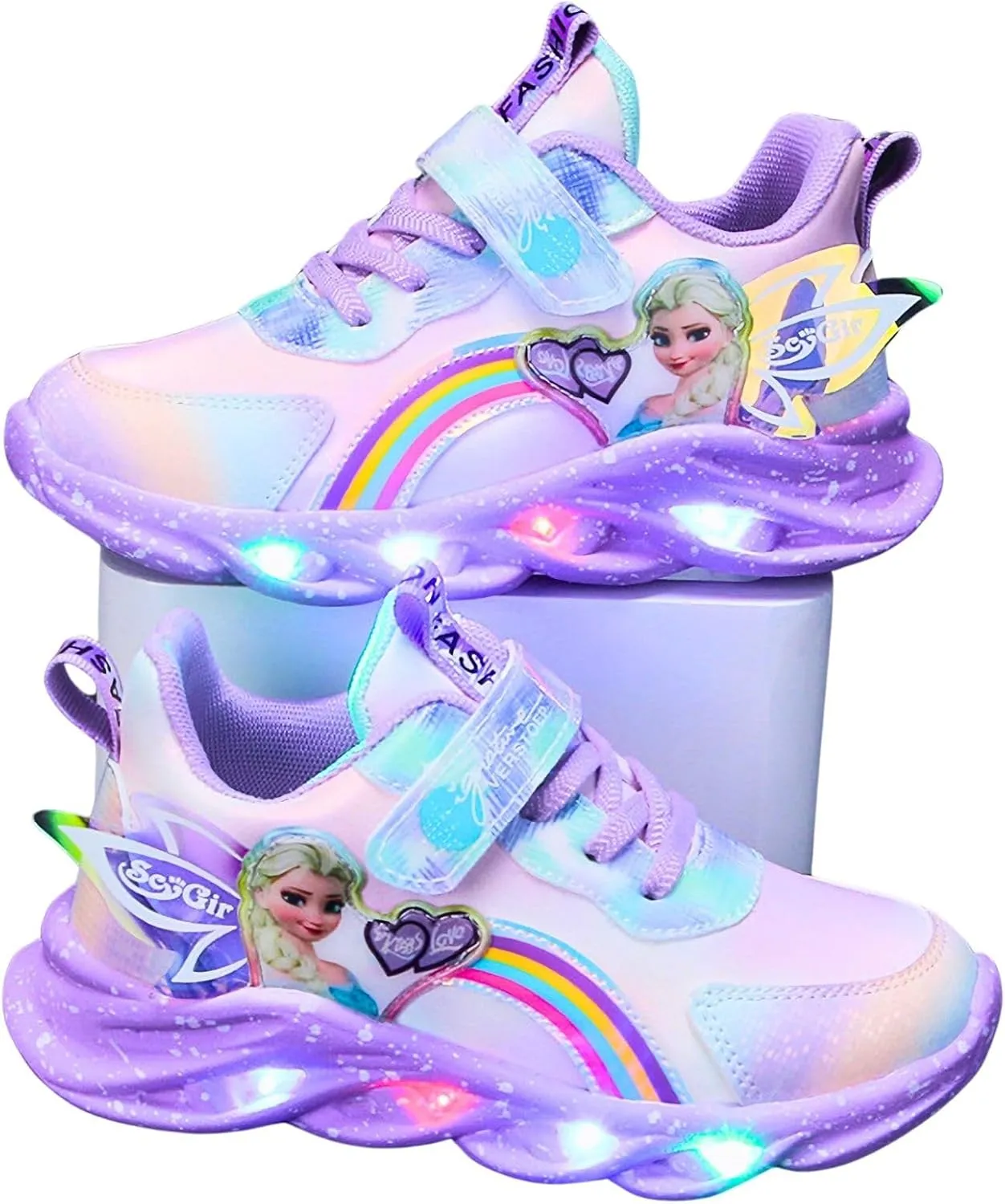 Girls Sneaker LED Light Up Trainers, Zapatillas Deportivas para Niñas, Kids Flashing Shoe Luminous Sports Mesh Shoes Xmas