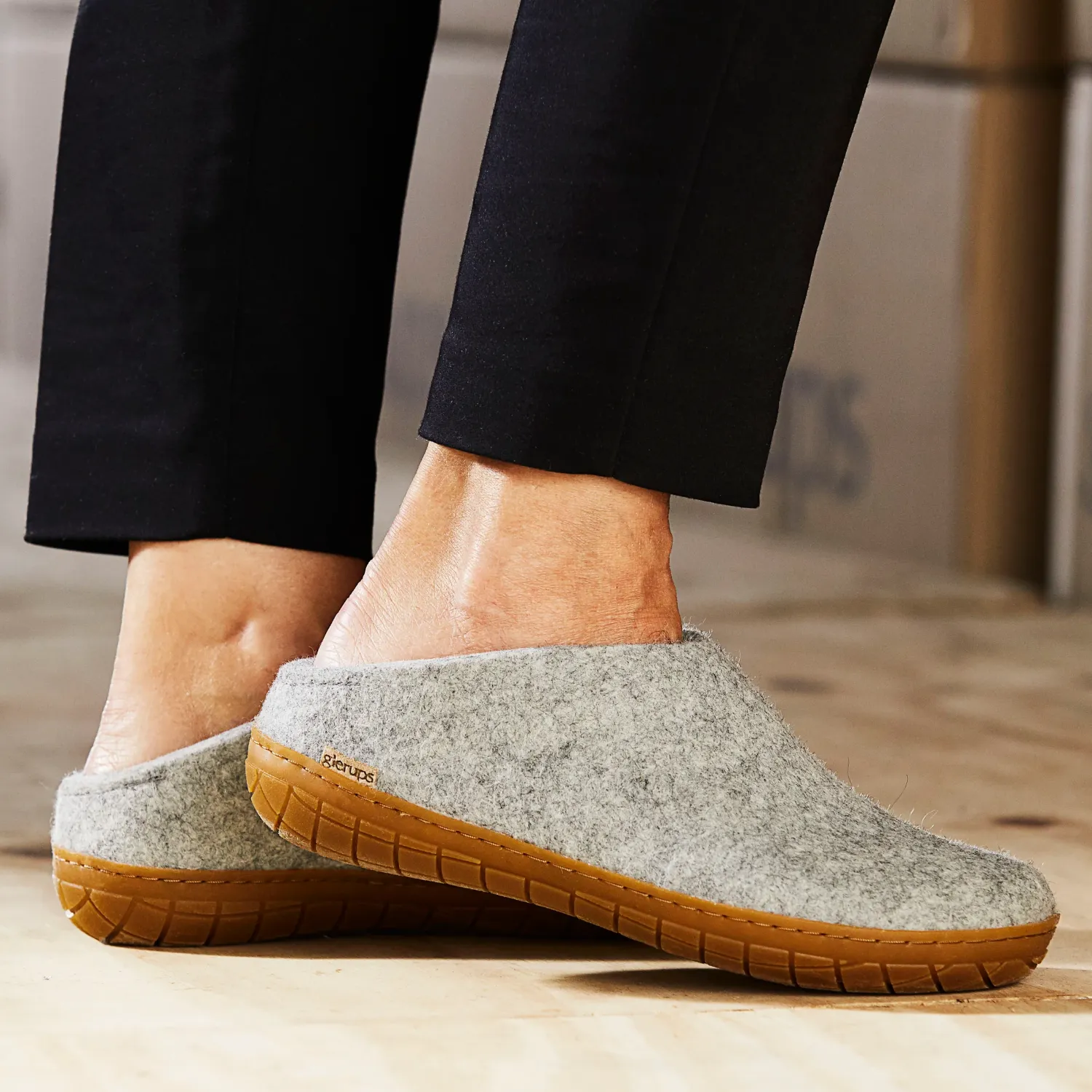 Glerups The Slip On Grey - Honey Rubber Sole