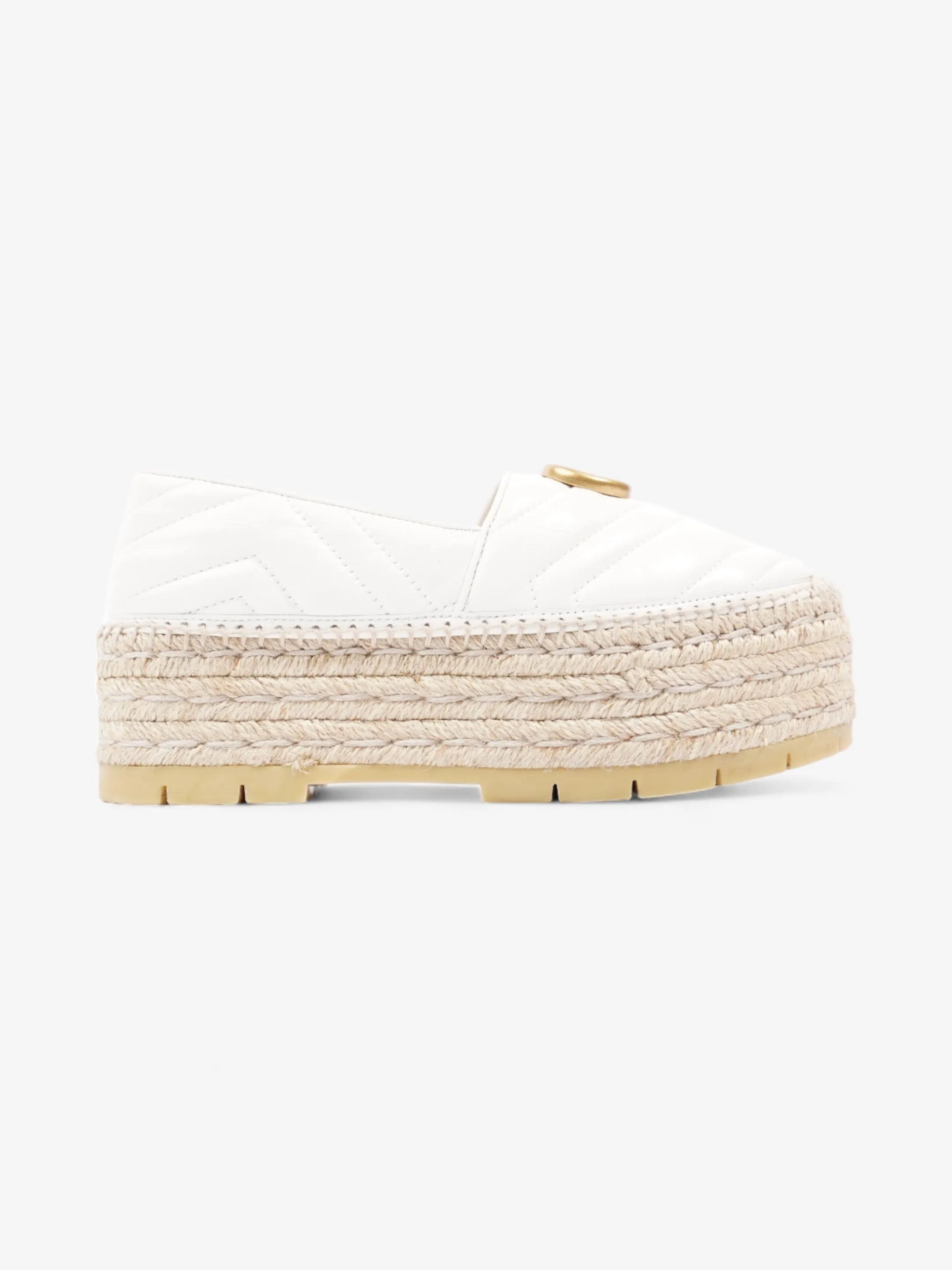 Gucci GG Marmont Platform Espadrille White / Gold Nappa Leather EU 36.5 UK 3.5