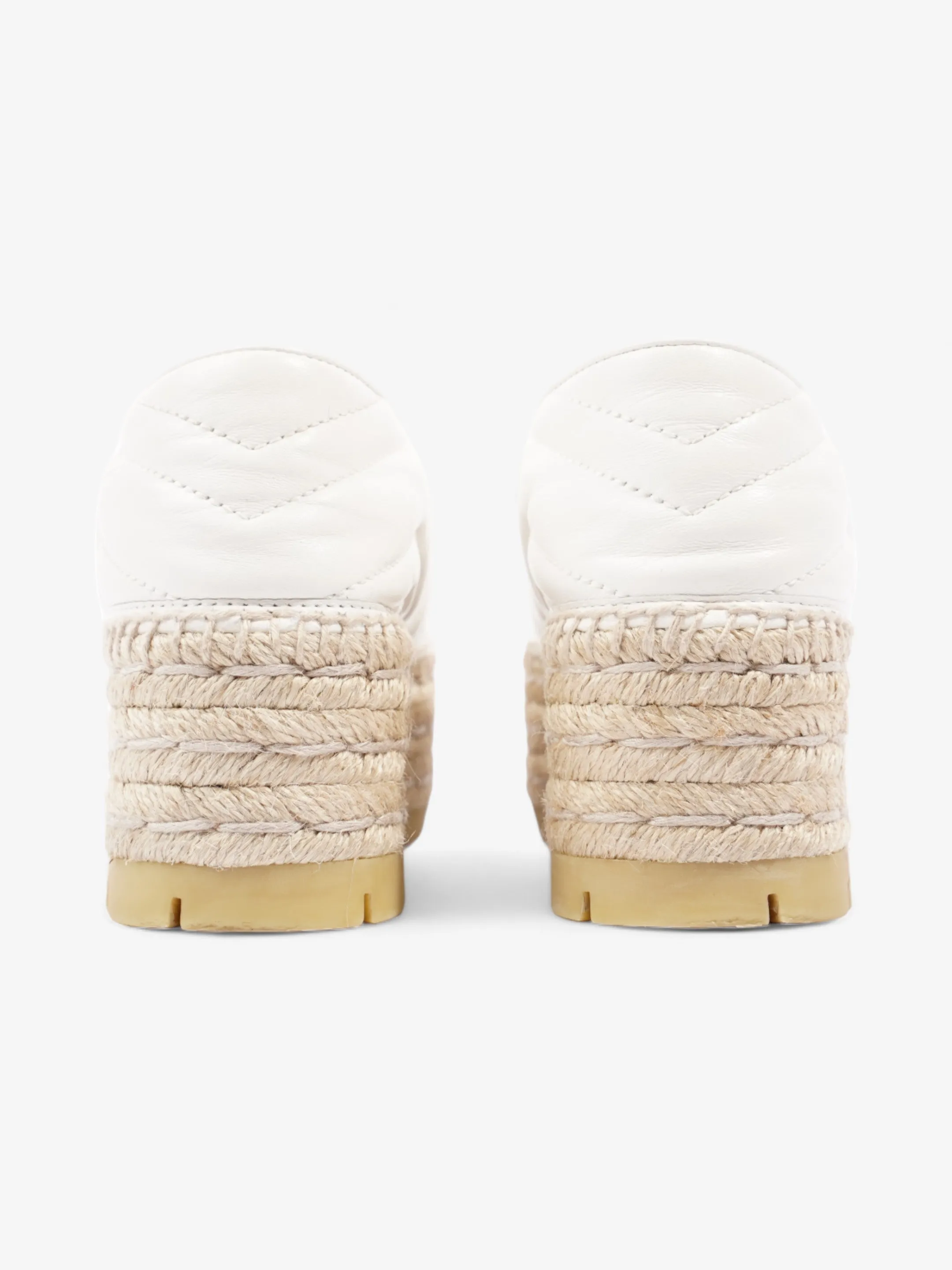 Gucci GG Marmont Platform Espadrille White / Gold Nappa Leather EU 36.5 UK 3.5