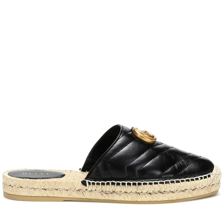 Gucci Leather Espadrille Sandal in Black