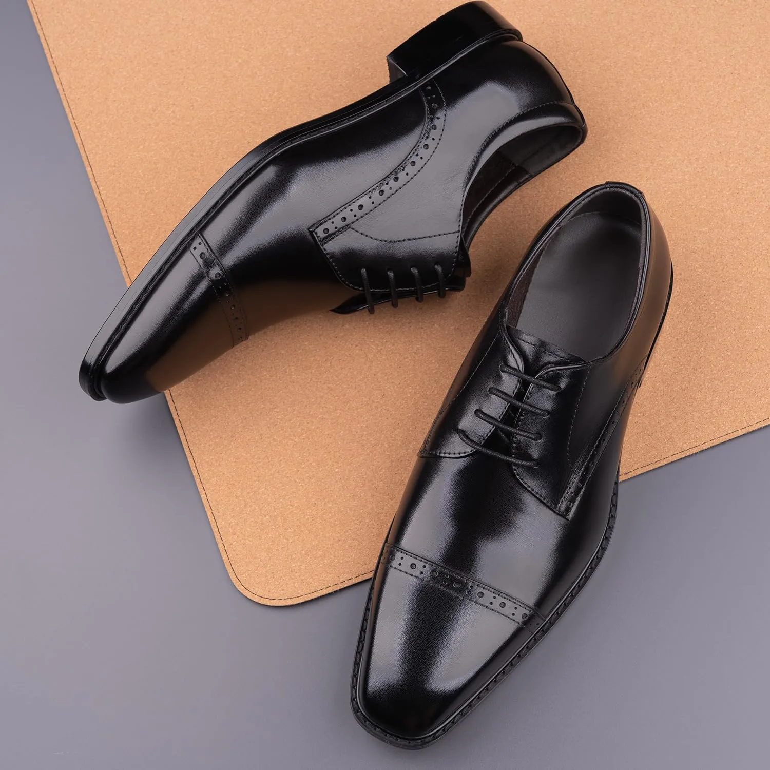 GZOJSS Men's Oxford Shoe Luxury Formal Dress Retro Shoes Casual Comfortable Genuine Leather Business Derby Lace Up Plain Toe Men Shoes Premium Series