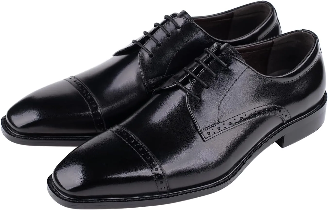 GZOJSS Men's Oxford Shoe Luxury Formal Dress Retro Shoes Casual Comfortable Genuine Leather Business Derby Lace Up Plain Toe Men Shoes Premium Series