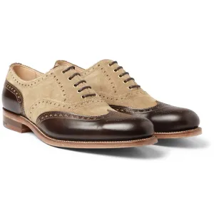 Handmade Two Tone Leather Wingtip Brogue Formal Shoes
