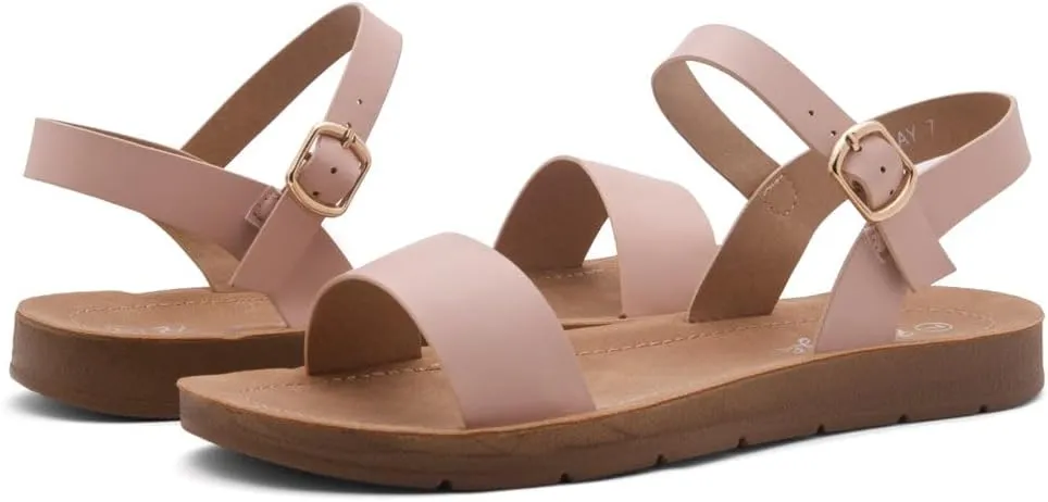 Herstyle Monday Womens Open Toes One Band Ankle Strap Flat Sandals