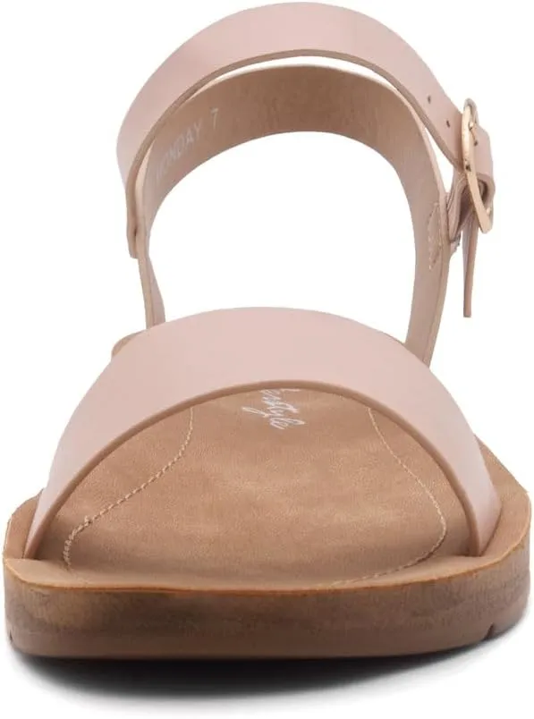 Herstyle Monday Womens Open Toes One Band Ankle Strap Flat Sandals