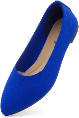 Herstyle Women's Pointed Toe Ballet Flats - Knit Slip-On Flat Shoes, Dressy & Comfortable Work Flats, Foldable for Office, Party & Daily Wear (2025 Trend)