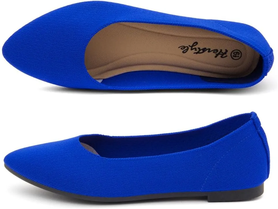 Herstyle Women's Pointed Toe Ballet Flats - Knit Slip-On Flat Shoes, Dressy & Comfortable Work Flats, Foldable for Office, Party & Daily Wear (2025 Trend)
