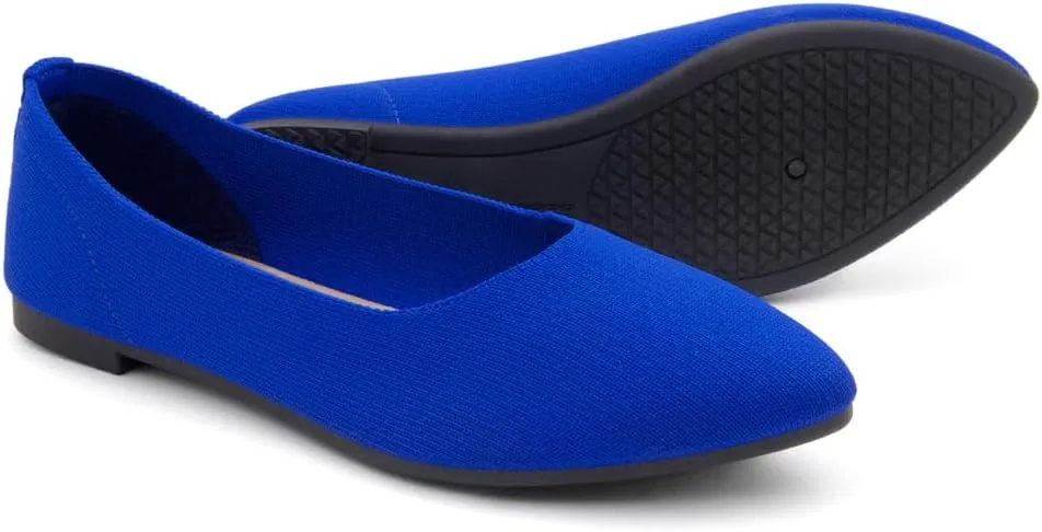 Herstyle Women's Pointed Toe Ballet Flats - Knit Slip-On Flat Shoes, Dressy & Comfortable Work Flats, Foldable for Office, Party & Daily Wear (2025 Trend)