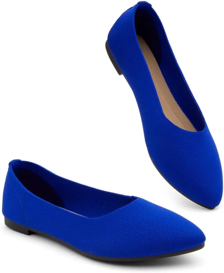 Herstyle Women's Pointed Toe Ballet Flats - Knit Slip-On Flat Shoes, Dressy & Comfortable Work Flats, Foldable for Office, Party & Daily Wear (2025 Trend)