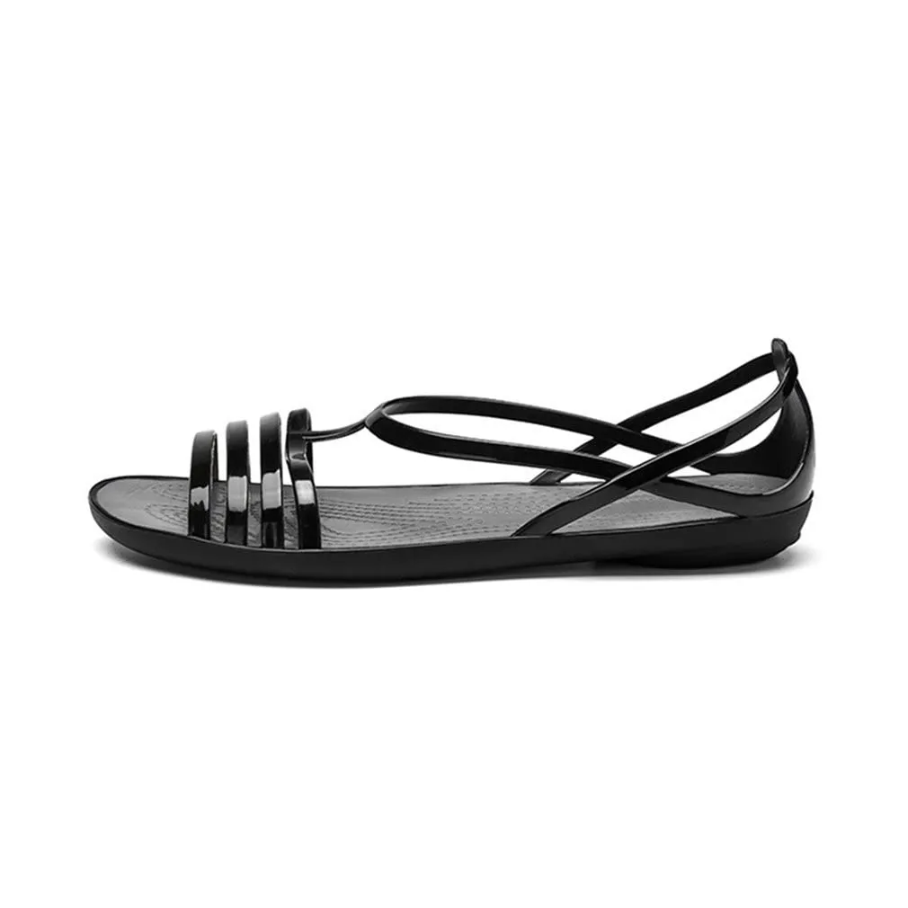 HINDOLA Women's Colorful Neon Jelly Sandals Casual Summer Slides Gladiator Flat Jellies Sandals