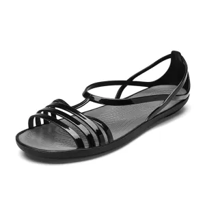 HINDOLA Women's Colorful Neon Jelly Sandals Casual Summer Slides Gladiator Flat Jellies Sandals