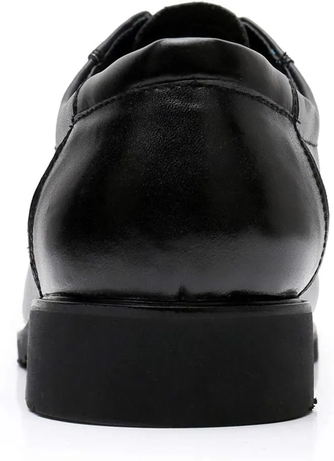 HOOENG Dress Shoes for Men Lace Up Apron Toe Derby Shoes Cowhide Low Top Anti-Slip Non Slip Block Heel Wedding