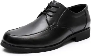 HOOENG Dress Shoes for Men Lace Up Apron Toe Derby Shoes Cowhide Low Top Anti-Slip Non Slip Block Heel Wedding