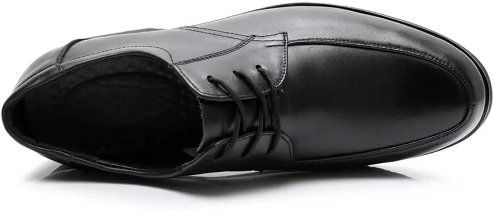 HOOENG Dress Shoes for Men Lace Up Apron Toe Derby Shoes Cowhide Low Top Anti-Slip Non Slip Block Heel Wedding