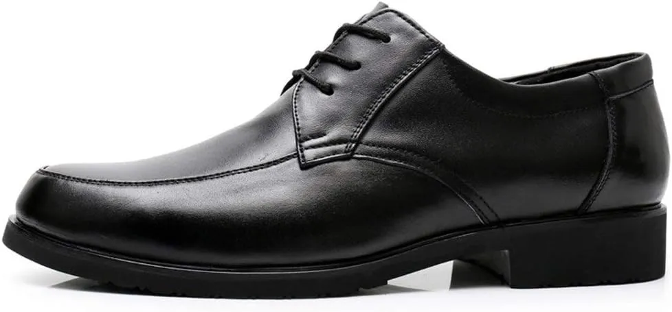 HOOENG Dress Shoes for Men Lace Up Apron Toe Derby Shoes Cowhide Low Top Anti-Slip Non Slip Block Heel Wedding