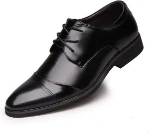 HOOENG Dress Shoes for Men Lace Up Cap Toe Derby Shoes Vegan Leather Low Top Block Heel Anti-Slip Wedding (Color : Black, Size : 12)