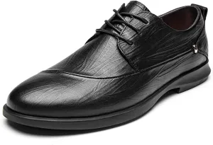 HOOENG Formal Shoes Dress Oxford for Men Lace Up Round Toe Derby Shoes Cowhide Non Slip Block Heel Slip Resistant Business (Color : Black, Size : 6)