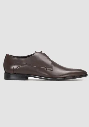 Hugo derby mens leather dress shoe in brown